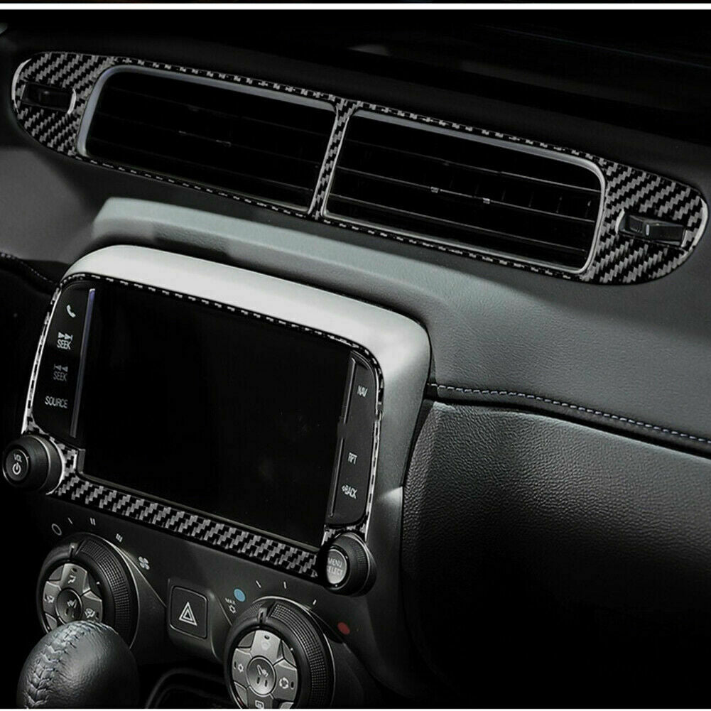 Carbon Fiber Dashboard AC Air Vent Cover Trim Fit For Chevrolet Camaro 10-15 New