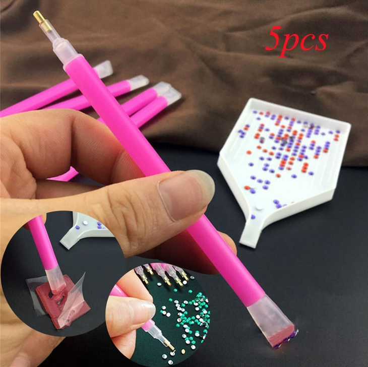 5X Nice Dual-ended Gem Crystal Rhinestones Picker Pencil Nail Art Craft Tool Pen