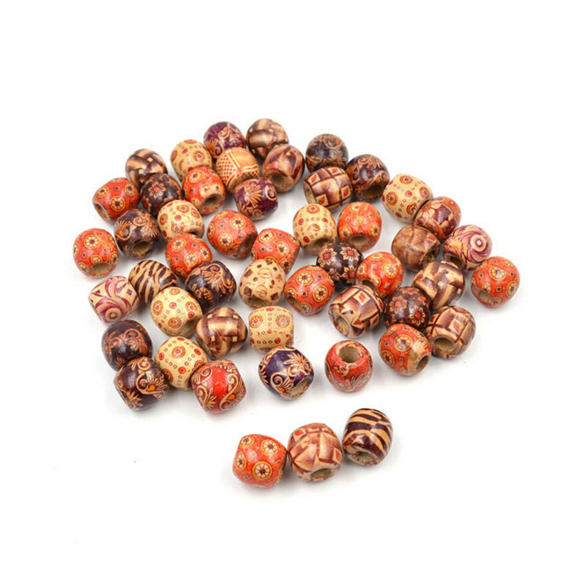 50Pcs Wooden Dreadlock Hair Beads for Braid Hair Extension DIY Jewelry Craft