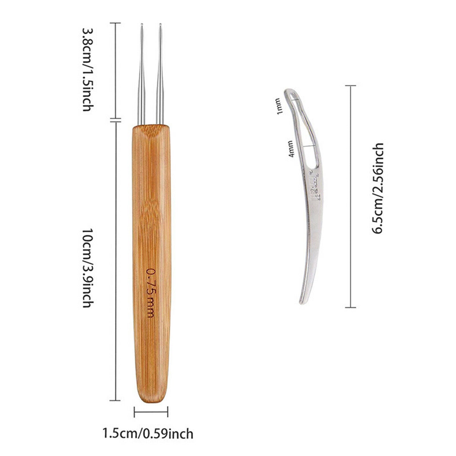 8Pcs Bamboo Crochet Crochet Handle Hook Dreadlock Knit Hair Making Braiding