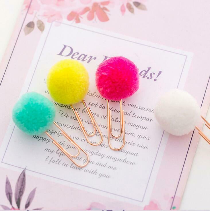 10X Mixed Hairball Metal Paper Clip Bookmark Stationery decoration paper clip