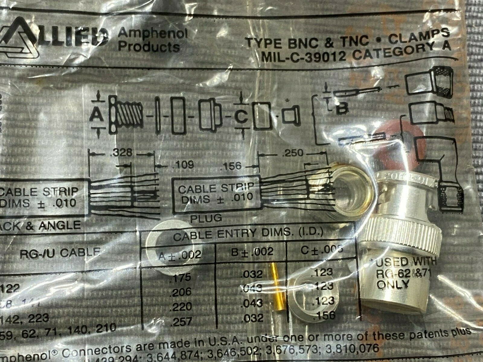 1pcs - Amphenol 554-86/345 BNC & TNC M39012 CATEGORY Connector