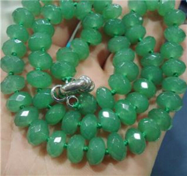 6x10mm Green Round Emerald Necklace 18"