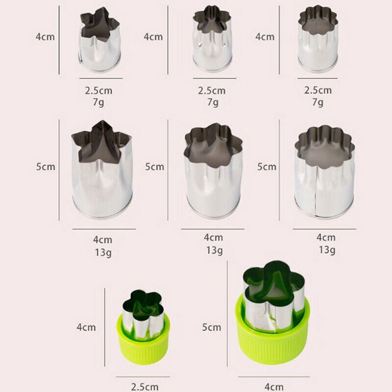 8Pcs Stainless Steel Fruit Vegetable Cutter Shapes Set Mini Cookie Slicer.l8