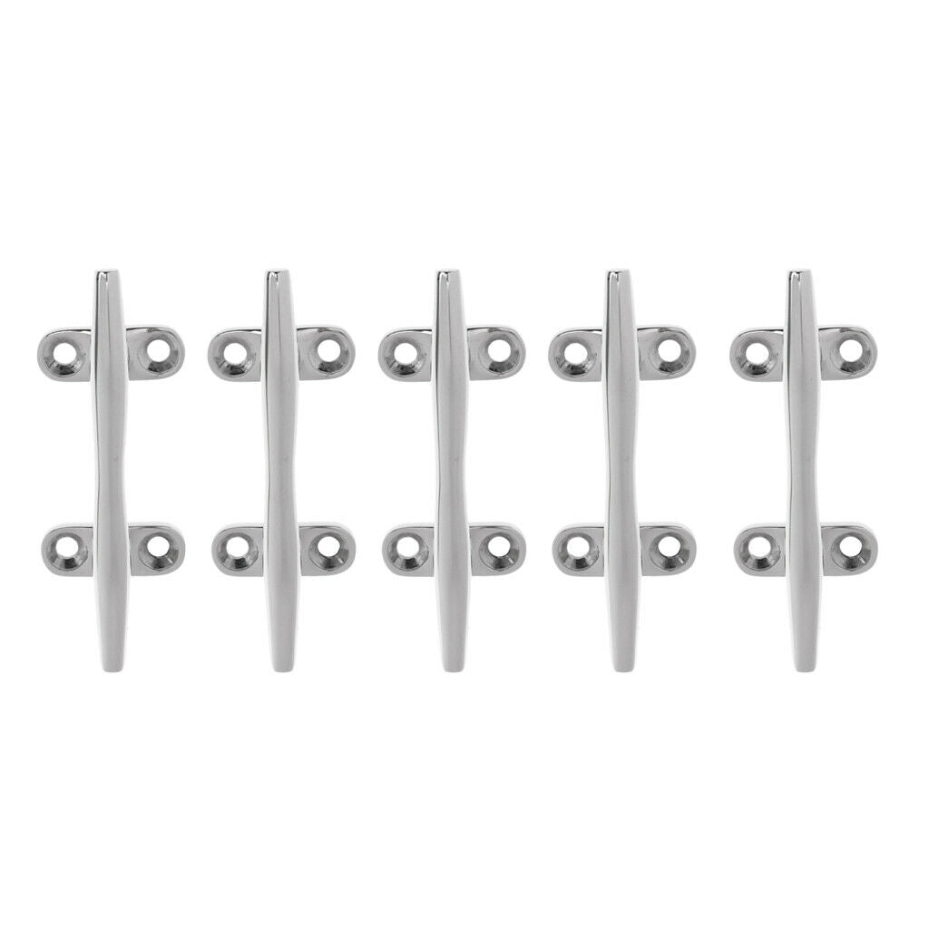 5pcs 4" Boat Dock Rope Line Cleat Marine 316 Stainless Steel Mooring Deck Cleat