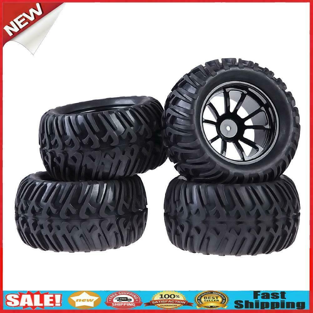 New 4PCS Wheel Rim & Tires For HSP 1:10 Monster Truck RC Car 12mm Hub @
