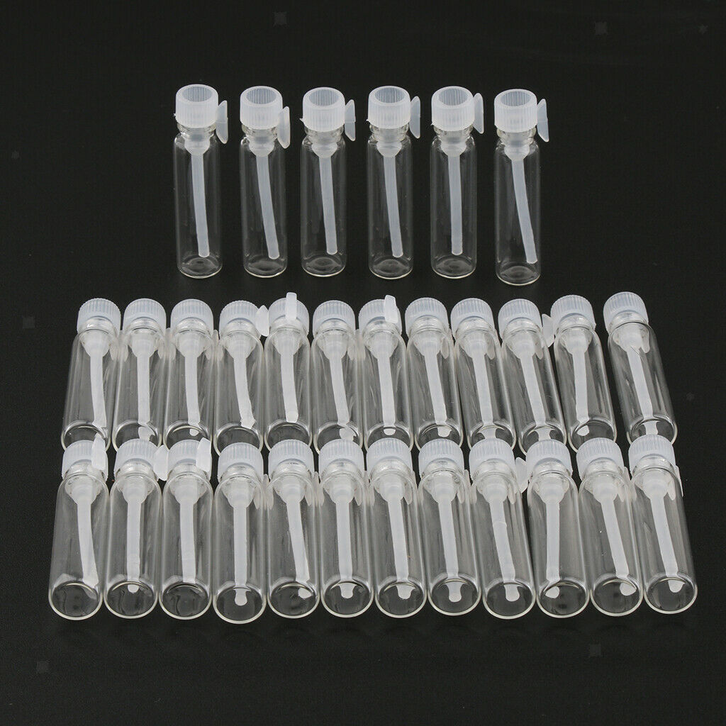 30 Packs Travel Mini Clear Glass Bottle Jar Sample Vials for Essential