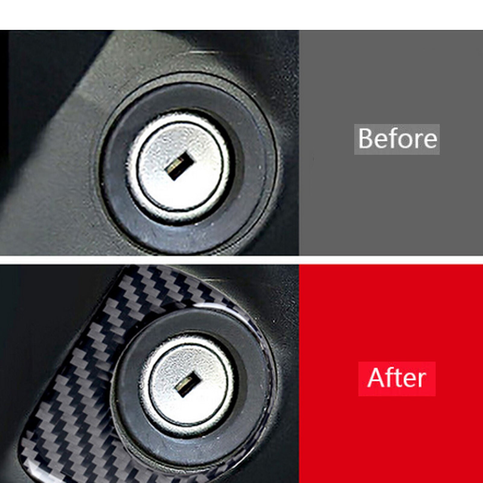 Real Carbon Car Start Button Ignition Switch Trim For Ford F150 F-150 2015-2021