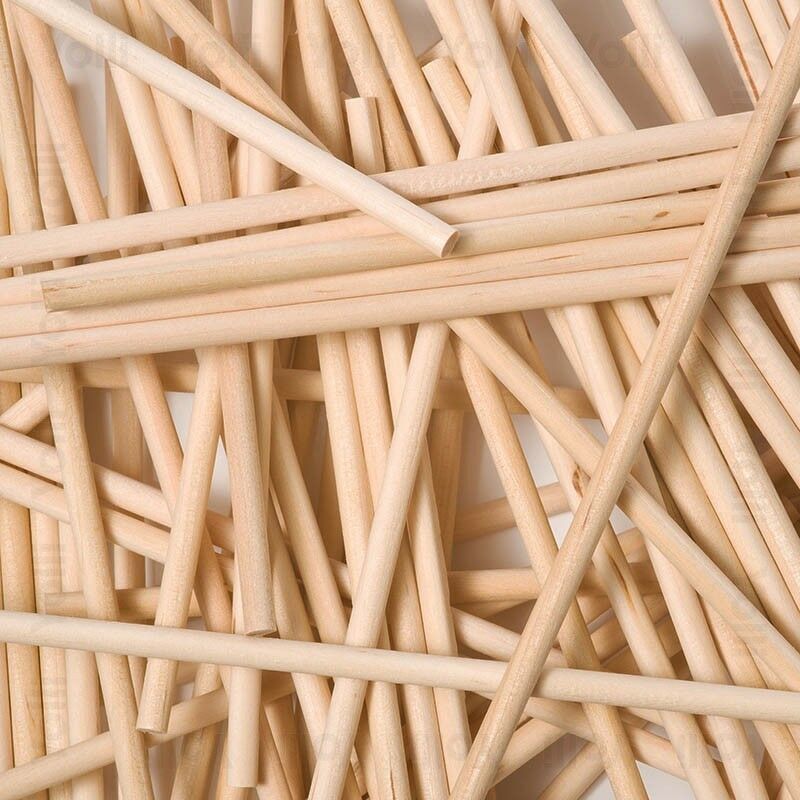 Round Wooden Lollipop Lolly Sticks Cake Dowel for DIY Food Craft 100pcs 150mm