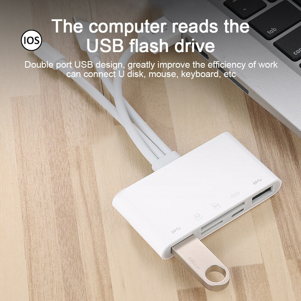 5 in 1 Hub USB Adapter For iP Android Tablet SD/TF Card Reader Support LIN