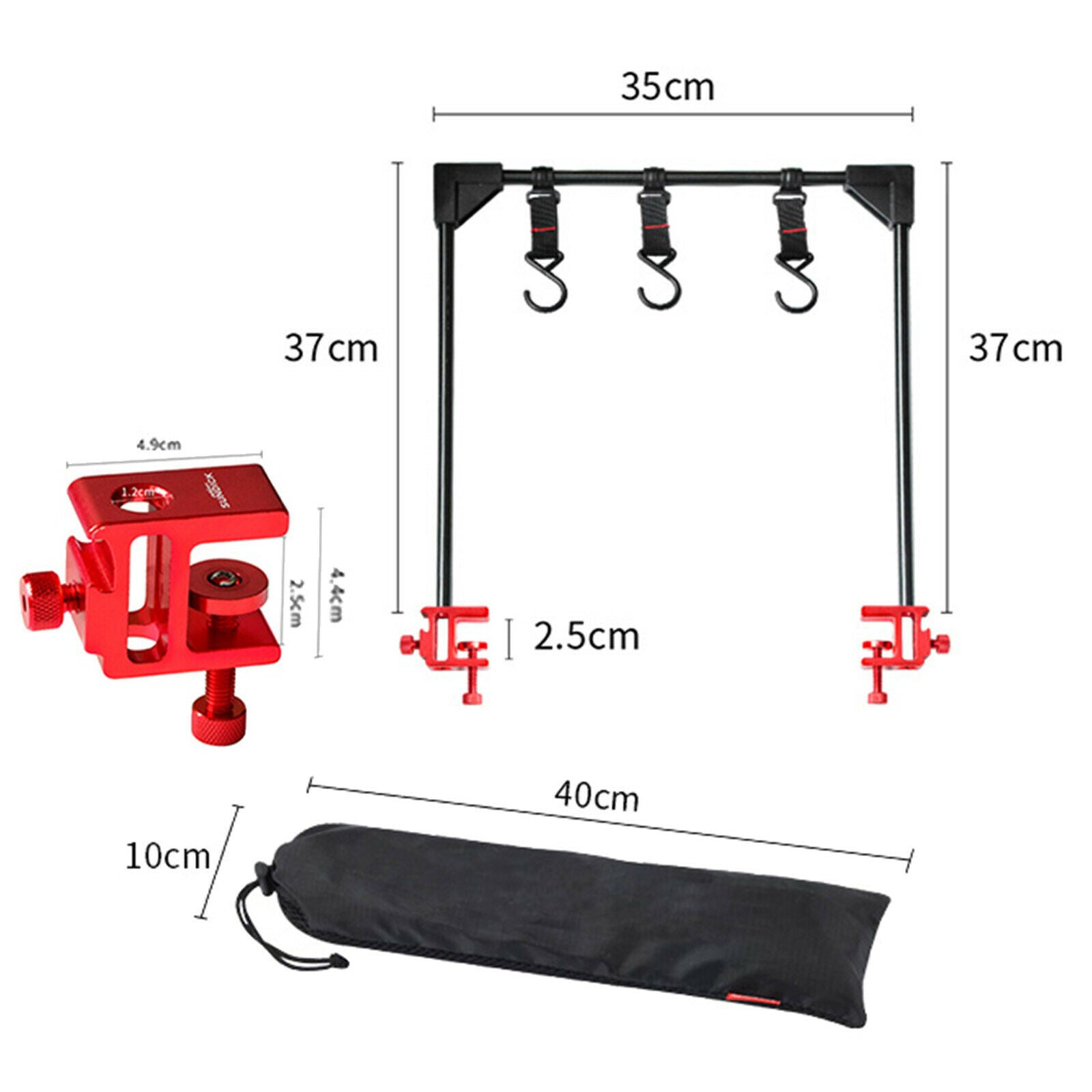 Folding Desktop Storage Rack Hanging Shelf Frame Pot Holder Organizer Hooks