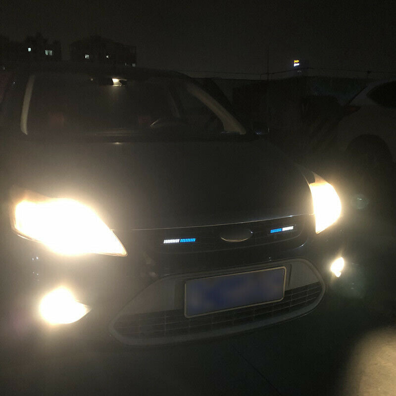 12V LED Car Front Bumper White & Blue Glow Grille Lamp Decoration Day Lighting