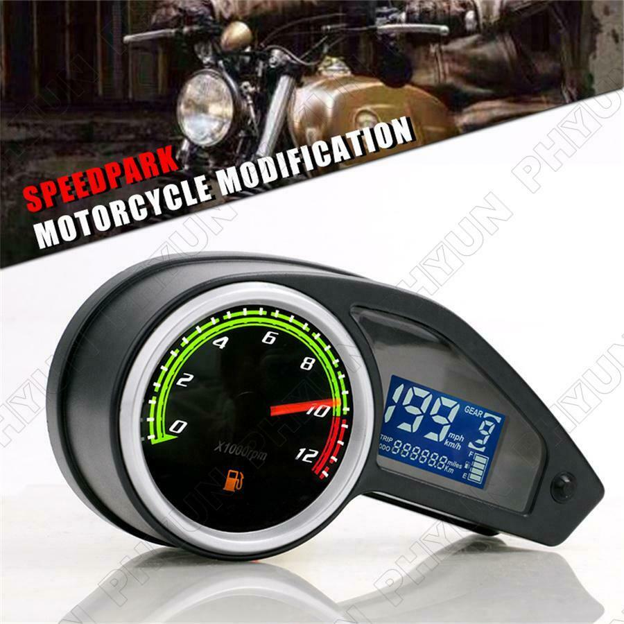 Motorcycle Scooter Digital Speedometer Tachometer Fuel Gauge Odometer LCD Screen