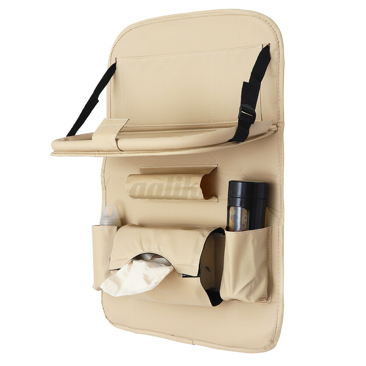 2X Foldable Car Back Seat Organiser Leather Storage Bag Table Tray Cup Hol