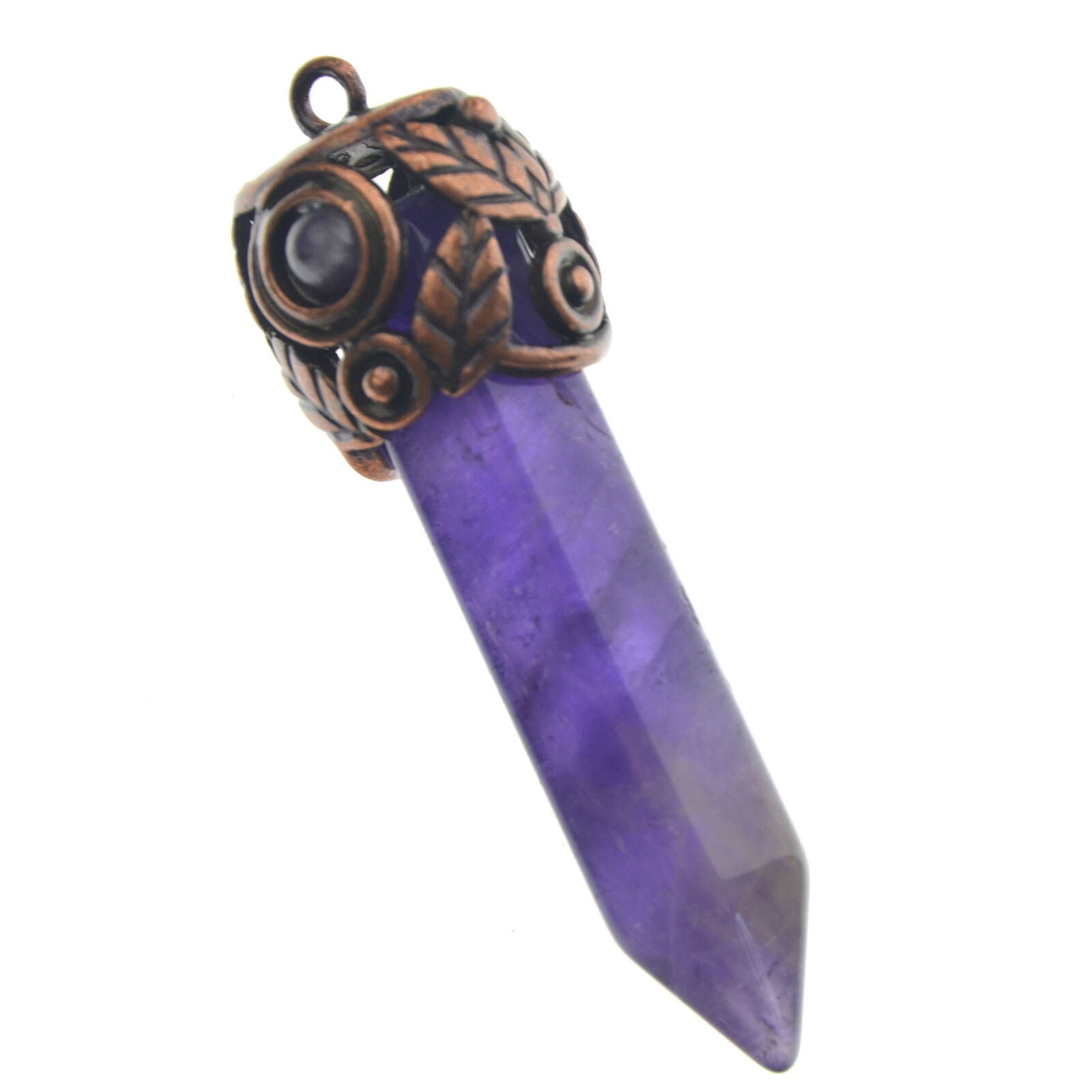 1pc Amethyst Stone Pendant Hexagon point Energy Reiki Healing Amulet