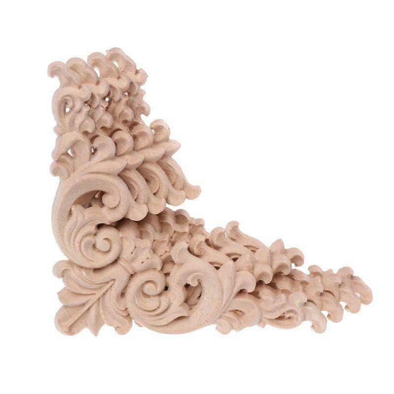 4pcs/set Wood Carved Corner Onlay Applique Unpainted Frame  Cupboard Cabinet For