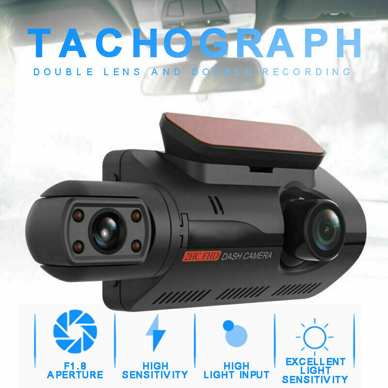 1080P Dual Lens Front & Inside Dash Cam Video Recorder Car DVR Night Vision
