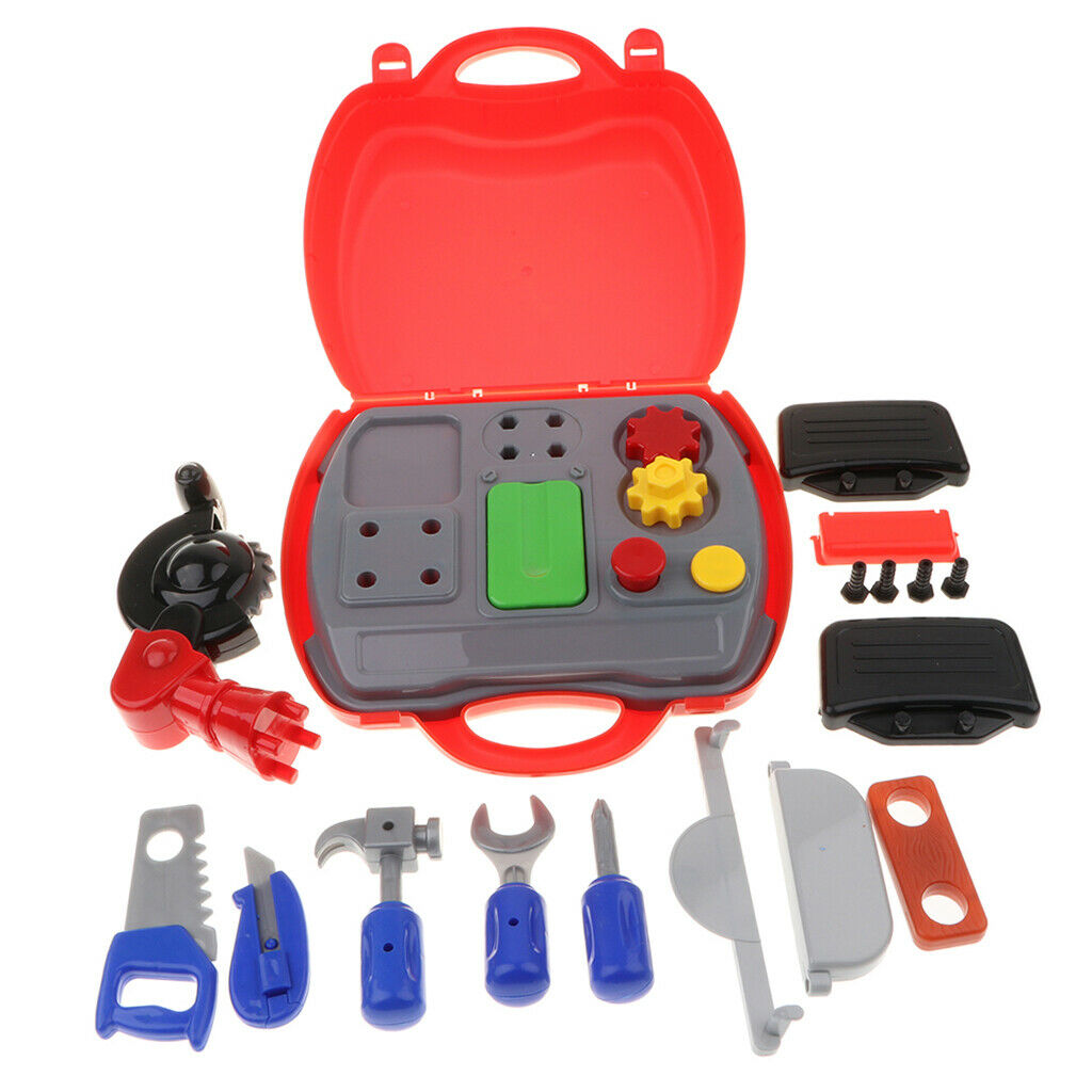 19Pcs Construction Tool Playset with Suitcase - Kids Children Pretend Play Early