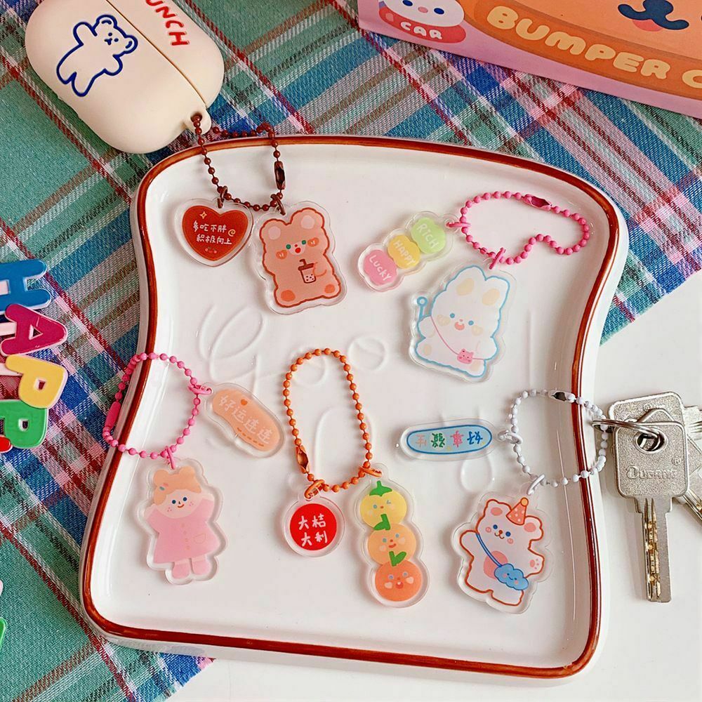 New Cute Japanese Girlish Heart Acrylic Pendant Key Ring Key Chain Key Buckle