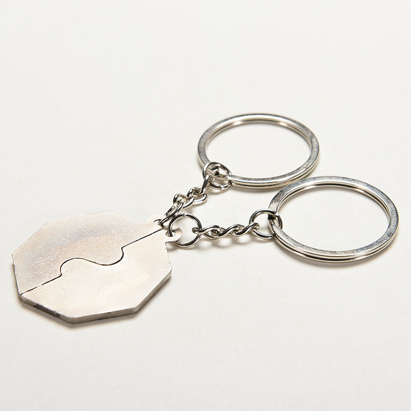 Great Lovers Split Yin Yang Ba Gua Tai Chi Chrome Satin Couples Key Chains XD Rf