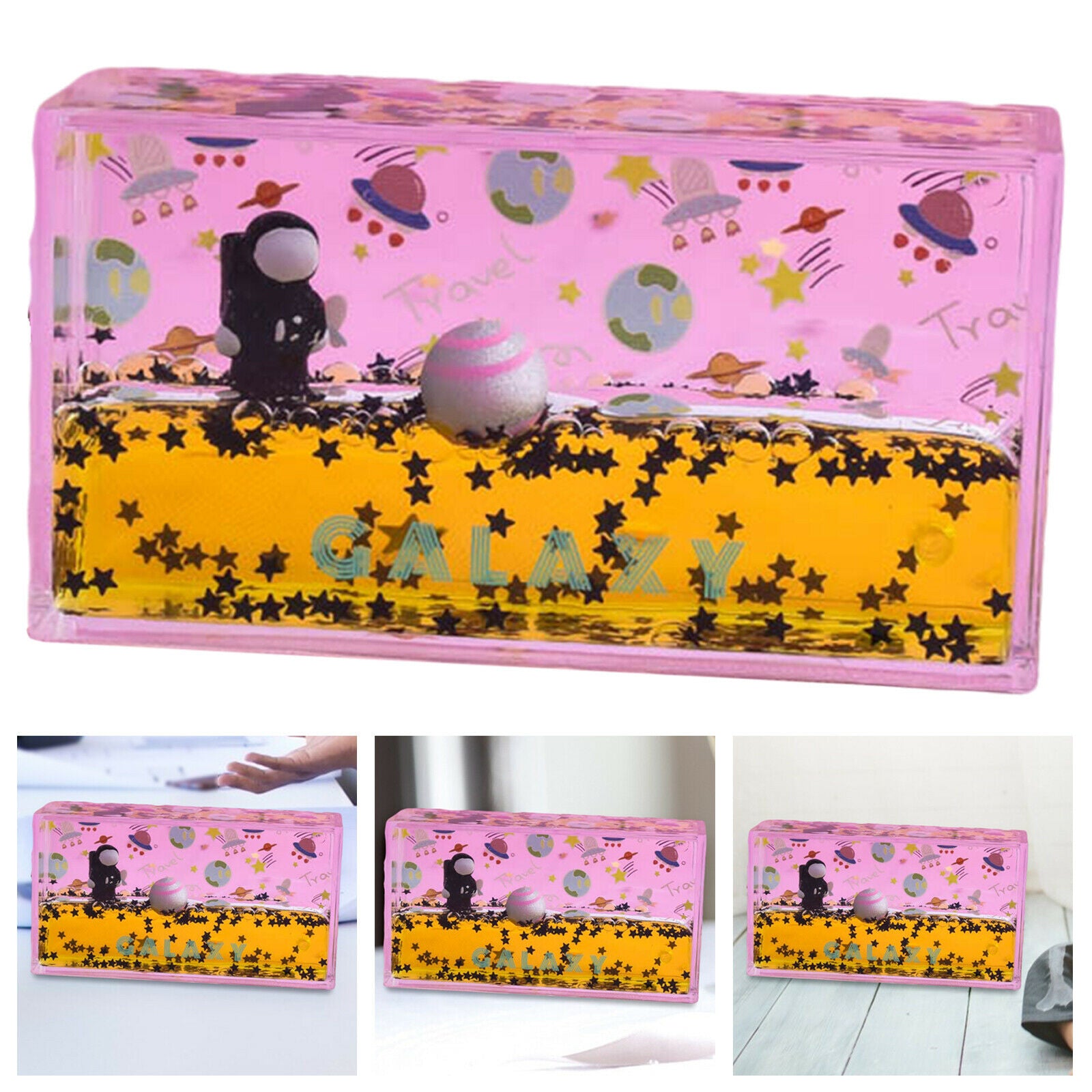 Spaceman Rectangle Liquid Desk Ornaments Dynamic Birthday Gifts Black