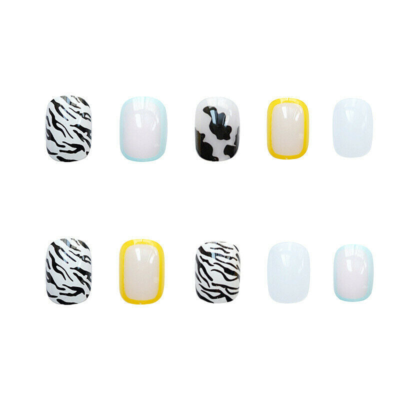 Gel Cover False Nails Press On Fingernails Short with Adhesive Tabs Perfe.l8
