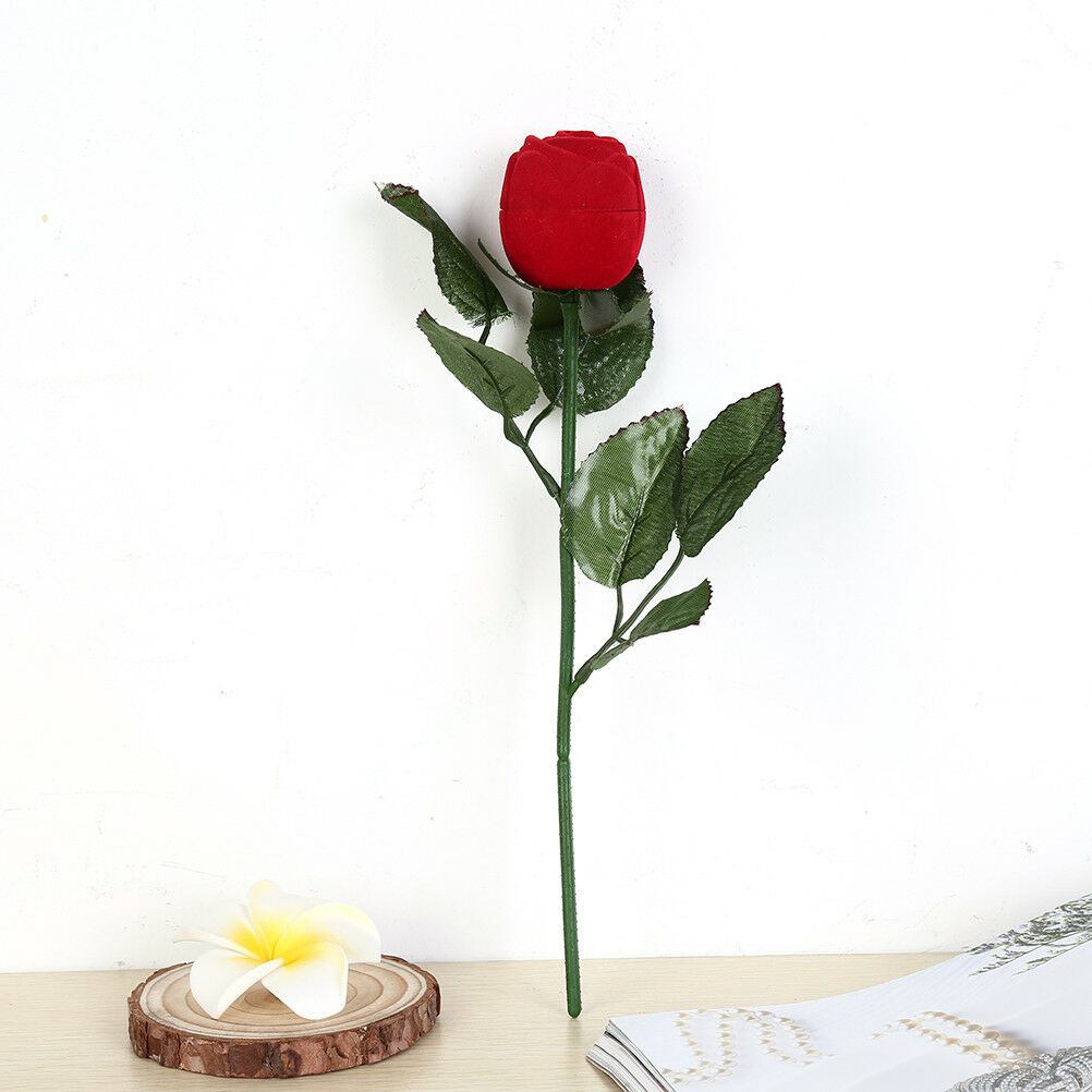 1pc Red Rose Flower Velvet Jewelry Storage Box Engagement Ring Box fiJC.l8