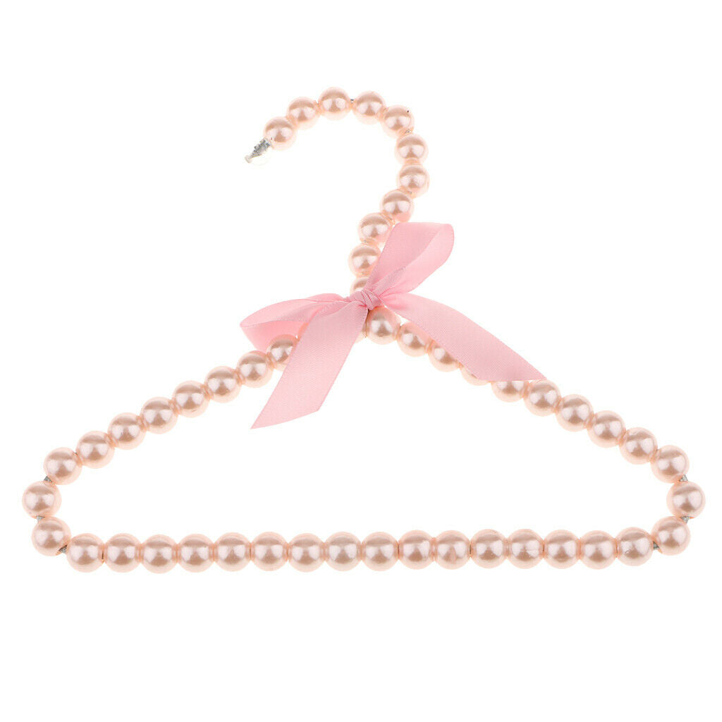 Decorative Kids Children Pet Apparel Clothes Hanger w/ Bowknot 7.9in Pink