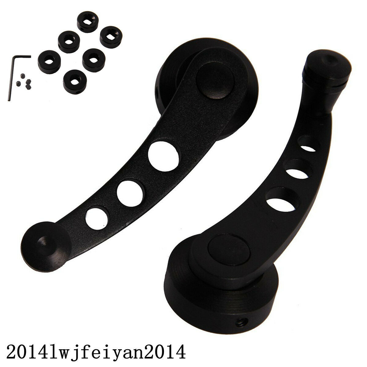 Auto Car Offroad Window Door Glass Winder Aluminium Black Crank Handle Knobs 2pc