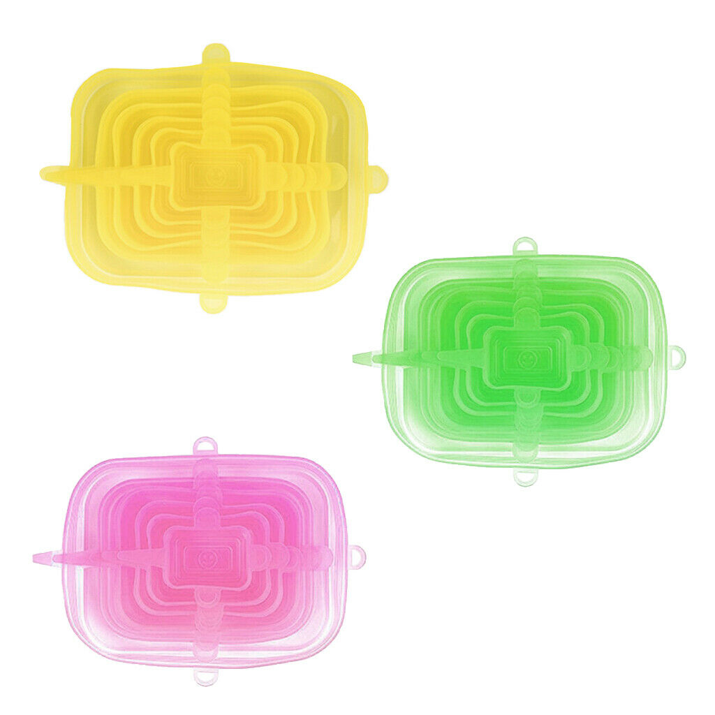 4 Set Green Reusable Silicone Stretch Seal Lids Cup Bowl Covers Fresh-Care