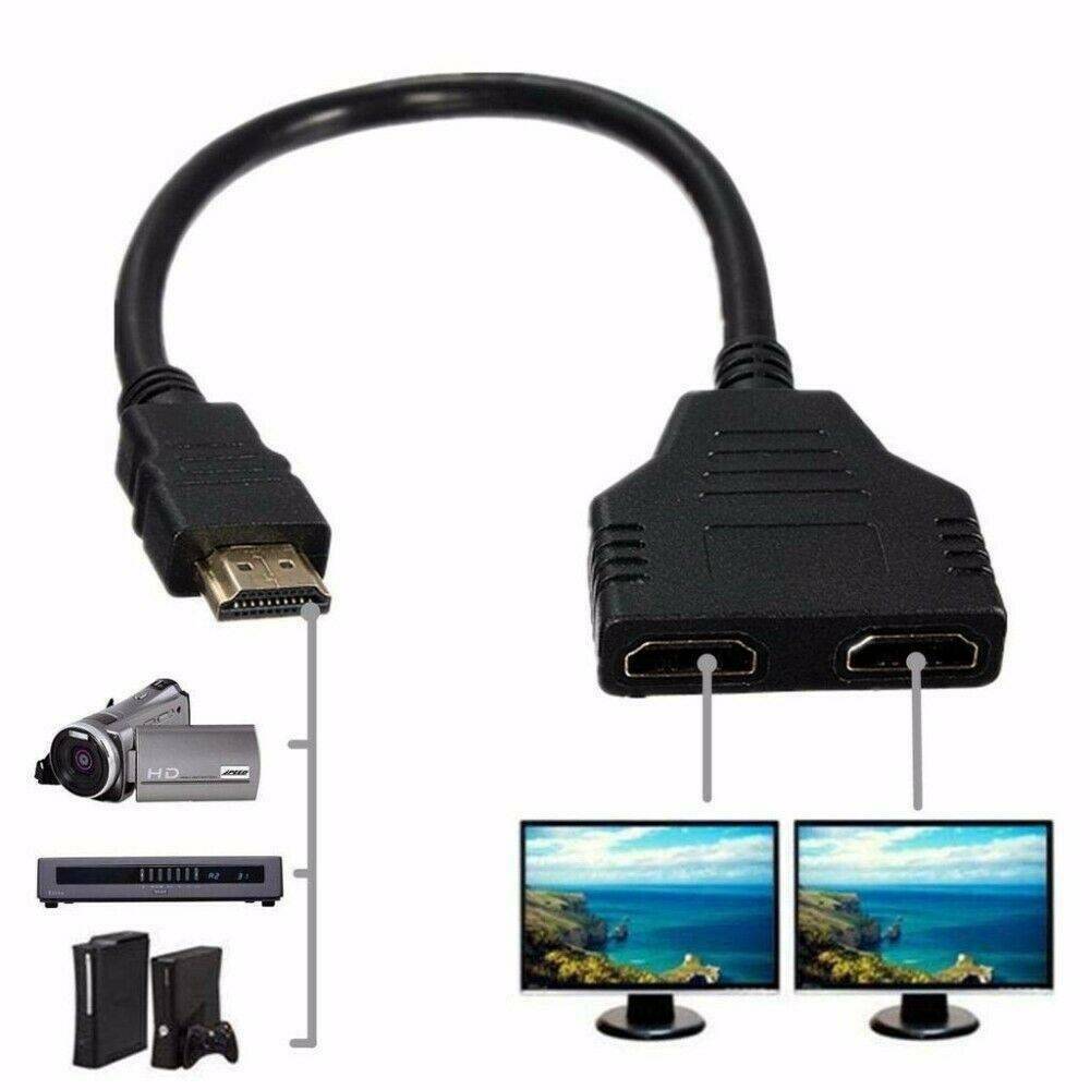 1 In 2 Out HDMI Splitter Cable Male to Double Female Adapter for 1080P HDTV DVD