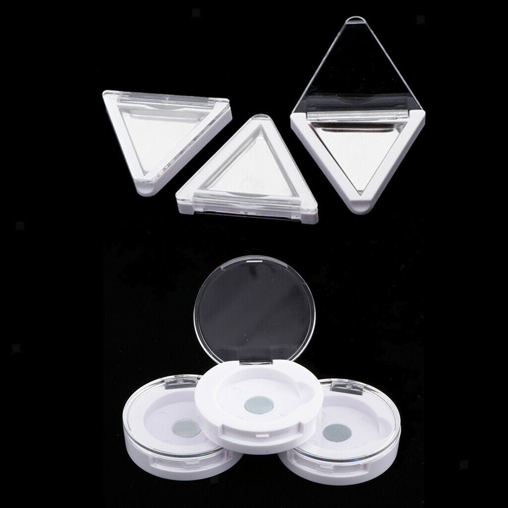 Triangle Round Magnetic Eyeshadow Case Potable DIY Blush Box Pallet White