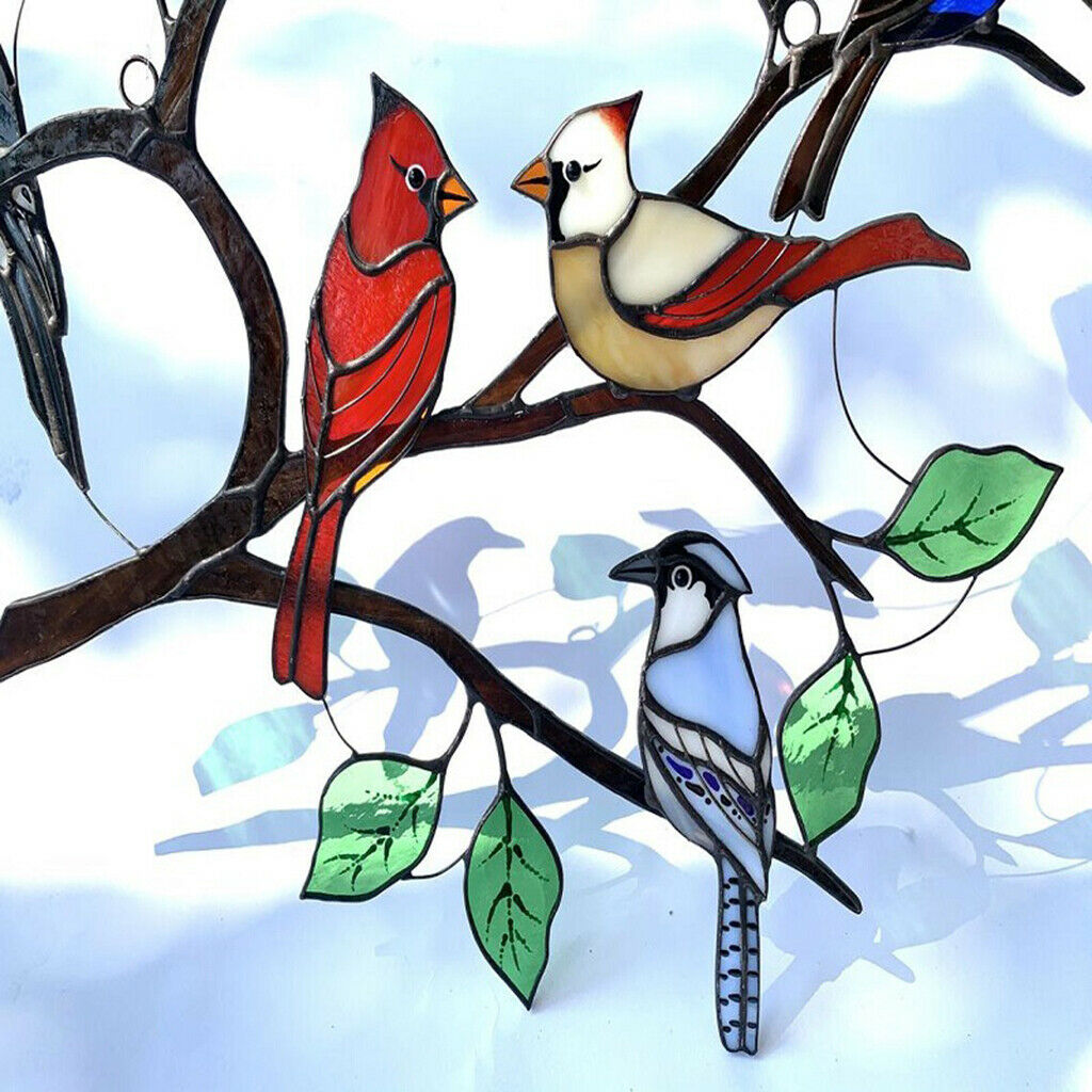 Stained Glass Hummingbird Suncatchers Metal Birds Home Windows Hanging Decor