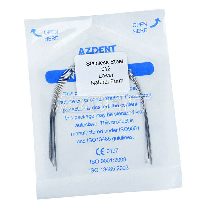 100X AZDENT Dental Orthodontic Stainless Steel Round Arch Wires Natural Form