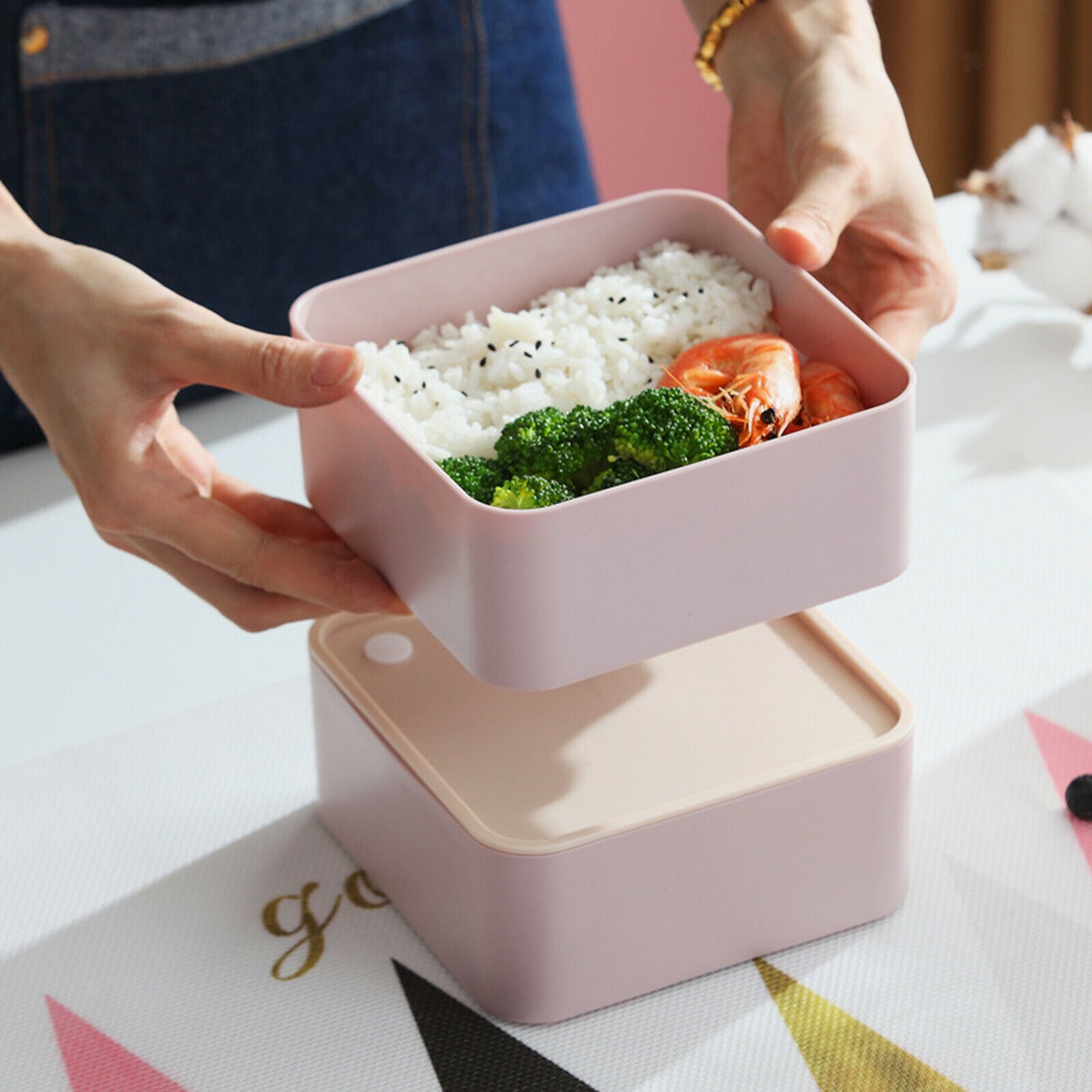Bento Lunch Boxes With Chopsticks Microwave Heating for Kids Office Worker