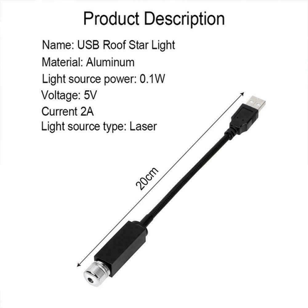 USB Car Roof Star Led Interior Light Starry Ambient Decor Auto Projector Y6P0