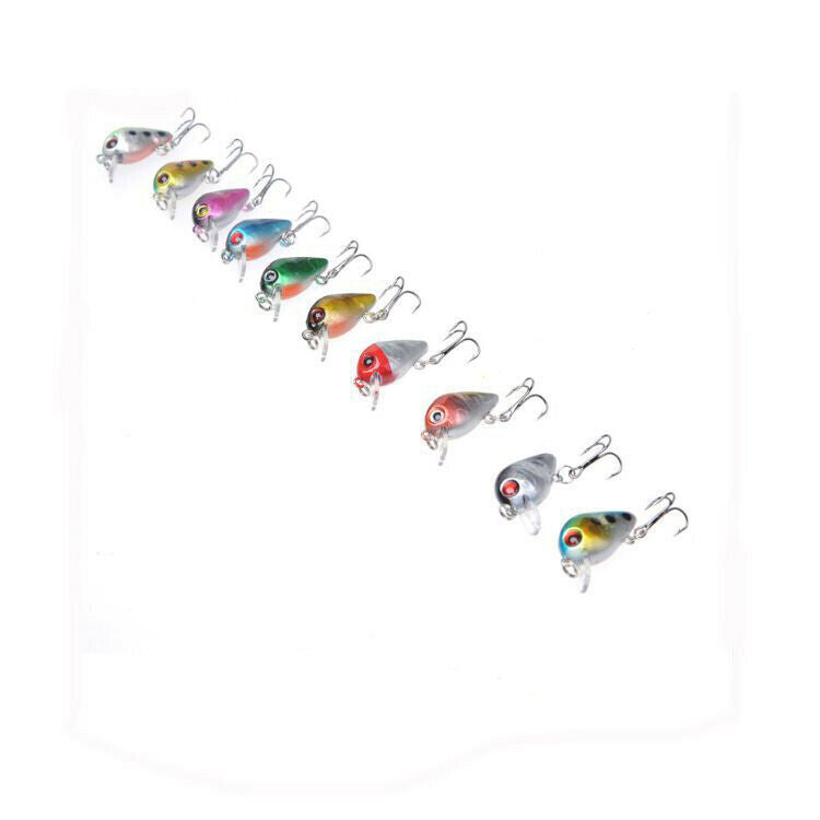 10Pcs Fishing Lures Lots Of Mini Minnow Fish Bass Tackle Hooks Baits Crankbaits