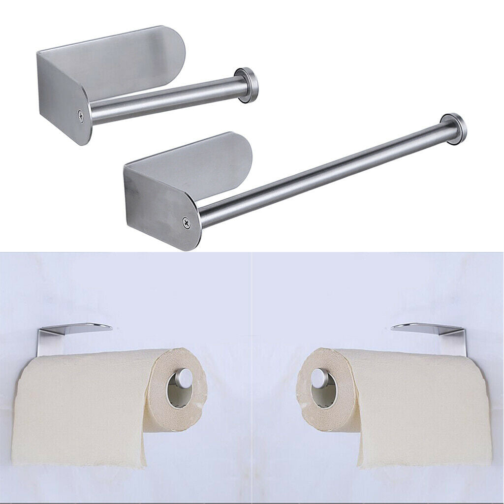 2PC Self Adhesive Tissue Holder Paper Roll Clothes Hanger Clips Organizer