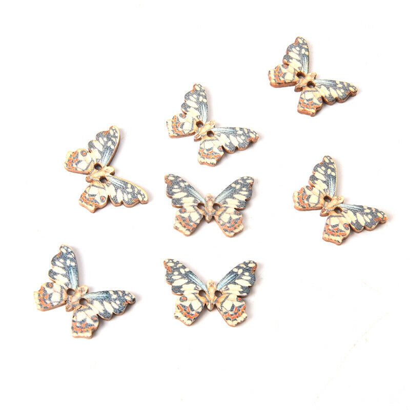 Colorful Butterfly Wooden Buttons Sewing Scrapbooking Sewing Buttons For .l8