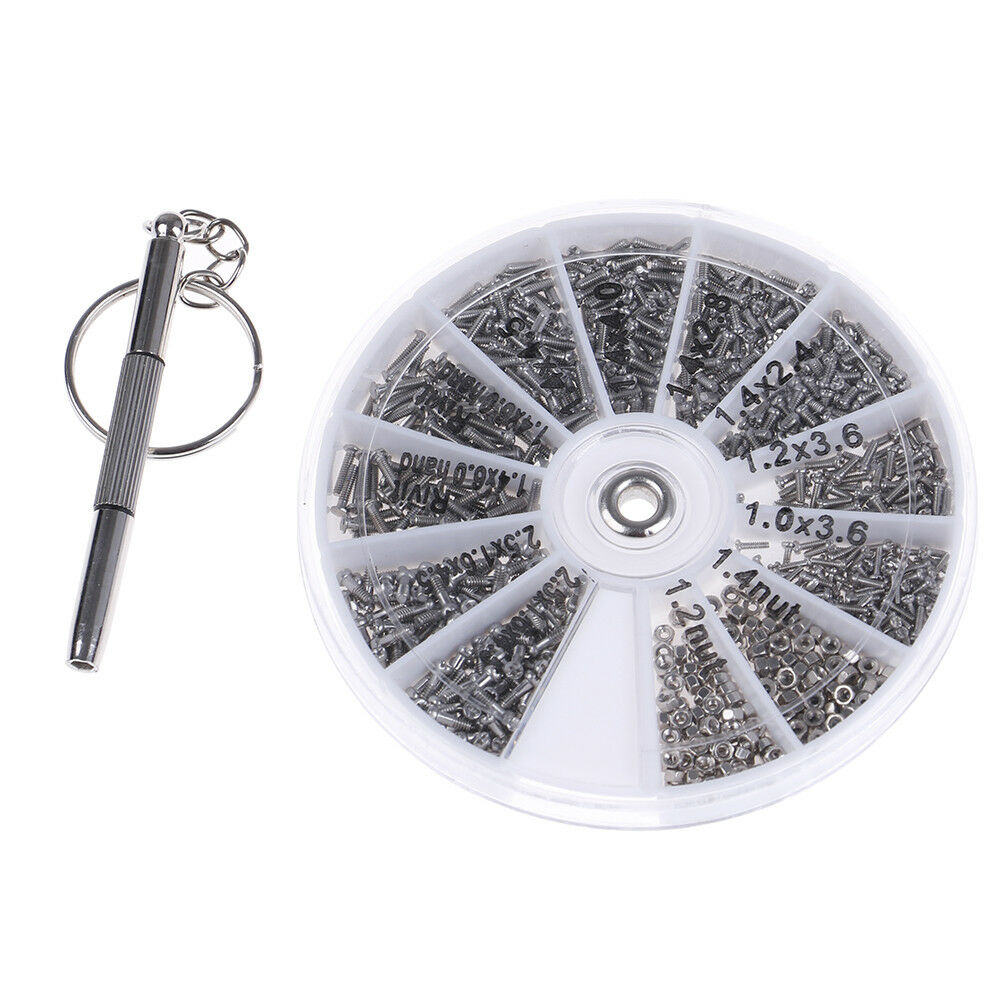600Pcs Tiny Screws Nut + Screwdriver Watch Eyeglass Glasses Repair Tool Set~ SJ