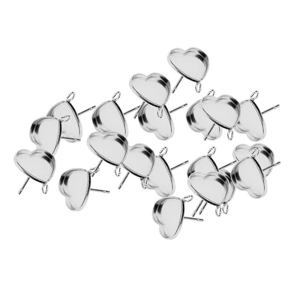 11mm Heart Shaped Bezel Ear Earring Stud Blank Base Post Earring Settings 20