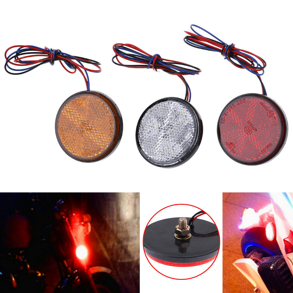 1Pc Car motorcycle red round 24LED brake turn signal stop tail lights reflectoBD