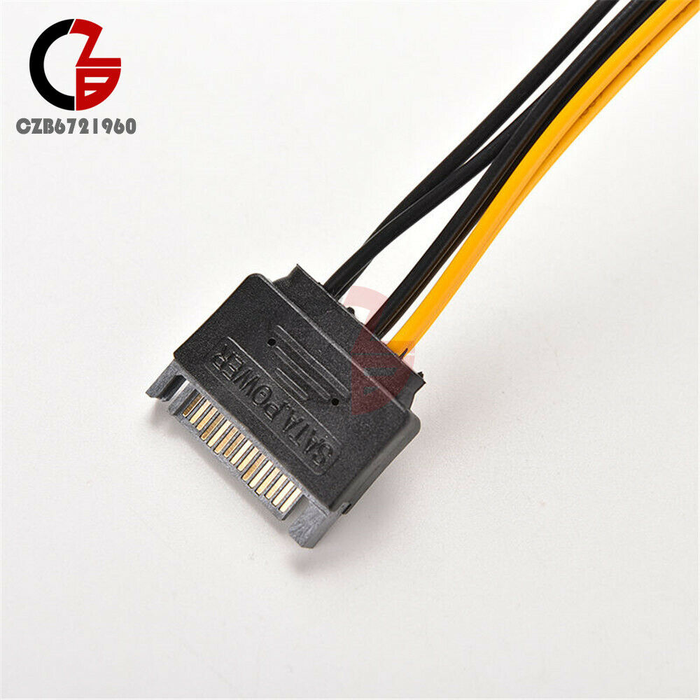 15 Pin SATA Male to 6 Pin PCI-E Video/Graphics Card Power Adapter 20CM Cable