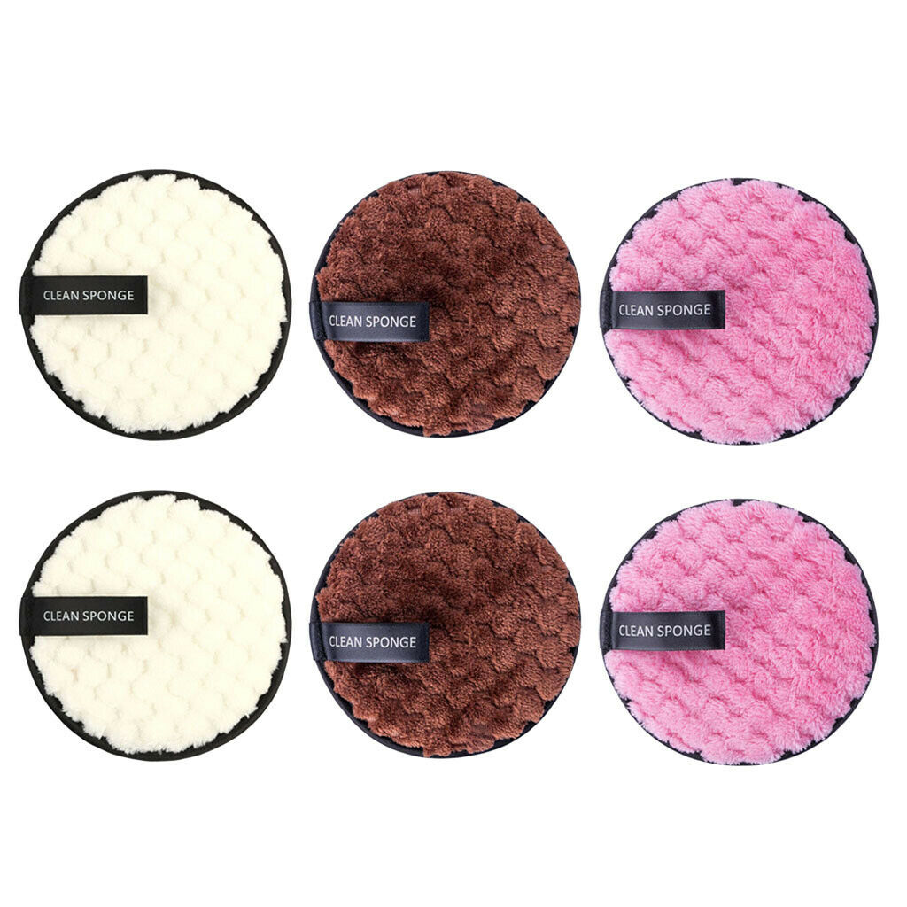 6 Pieces Cloth Rounds Face Eye Makeup Remover Pads Washable Facial Cleansing