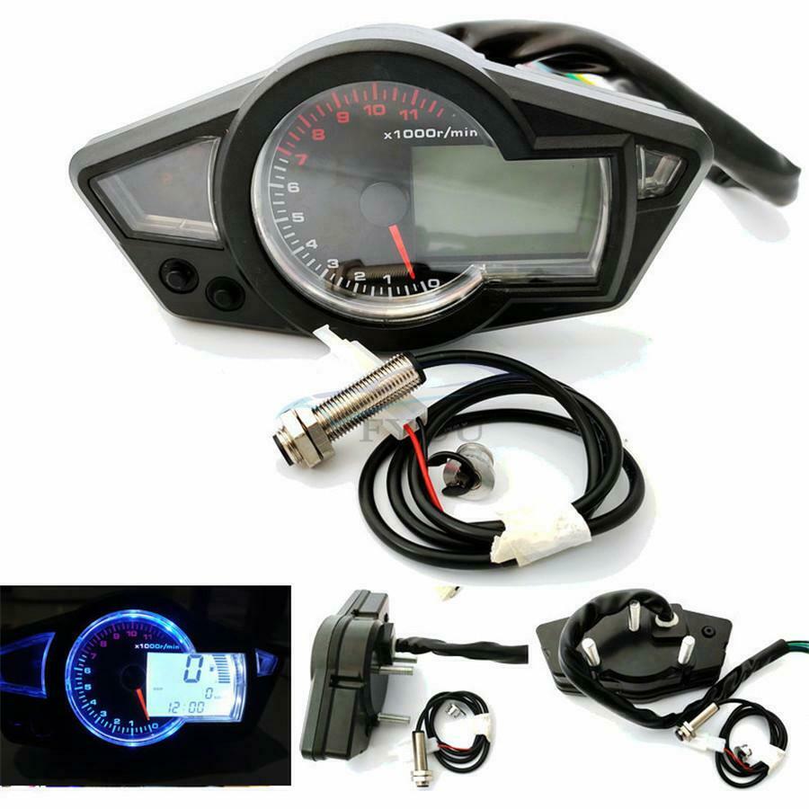 DC 12V LCD LCD Digital Odometer Tachometer For 2 and 4 Cylinder Motorcycles