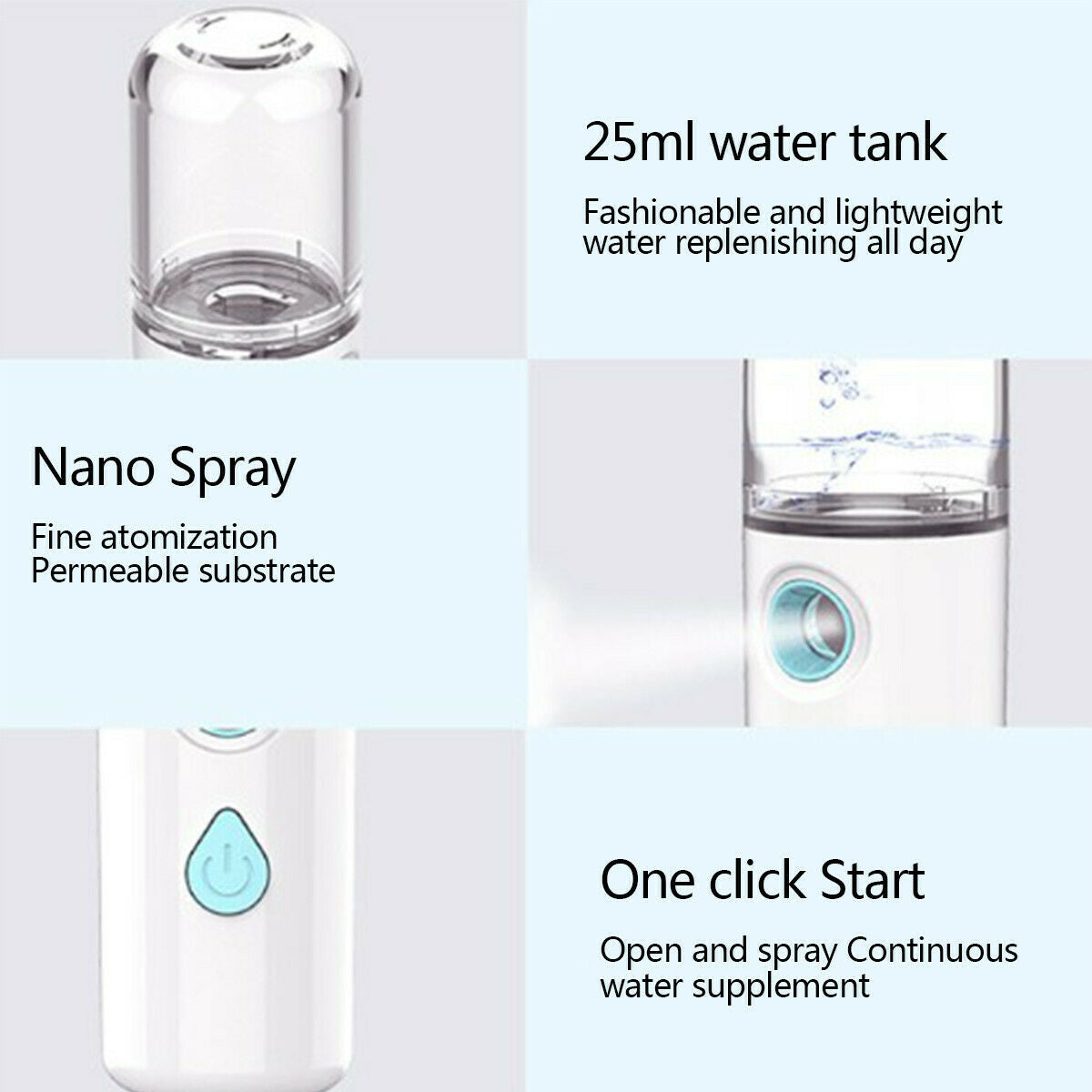 3X 30ml Portable USB Nano Face Mist Spray Facial Sprayer Moisturizing Humidifier