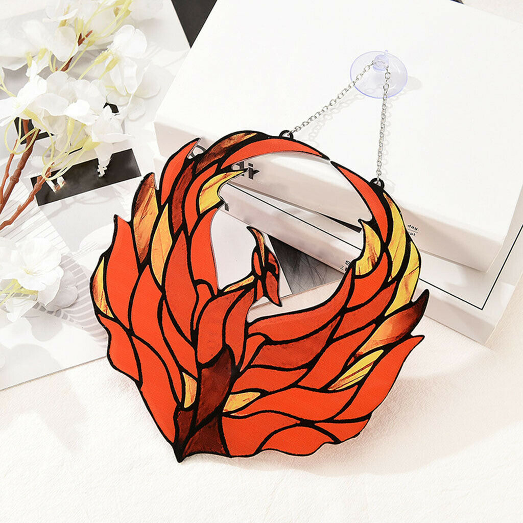 Phoenix Birds Stained Glass Acrylic Art Suncatcher Outdoor Windows Hanging