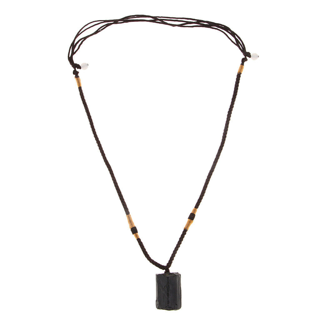 Natural Black Tourmaline Crystal Necklace - for Dispels Negative Energy | Guard
