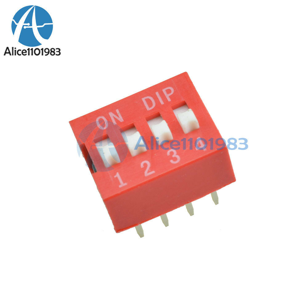 100PCS Slide Type Switch Module 2.54mm 4-Bit 4 Position Way DIP Red Pitch