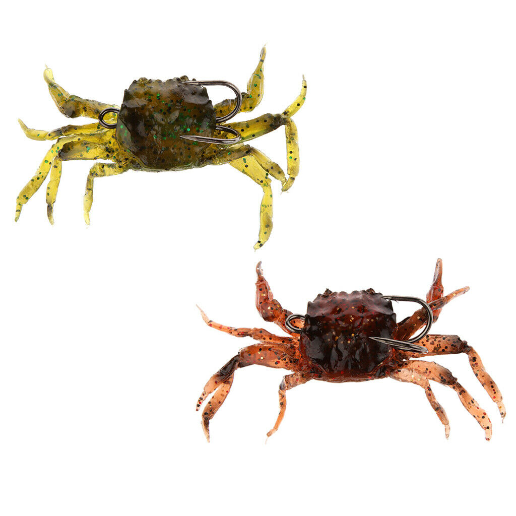 2Pcs Soft Crab Baits Lure Artificial With Hook Carp Fishing Lure Brown&Green